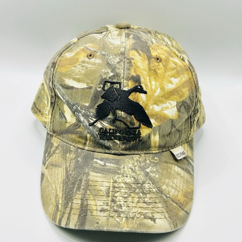 California Waterfowl Duck Mallard Camo Hat Cap Adjustable Strapback Brown Hiking